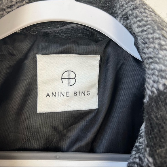 Anine Bing Maeve Buffalo Check Wool Shacket Black and White - Picture 10 of 12